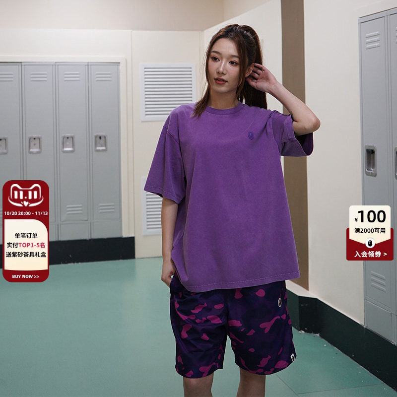 BAPE男女同款26年春夏同色系猿人刺绣标短袖T恤306091Q