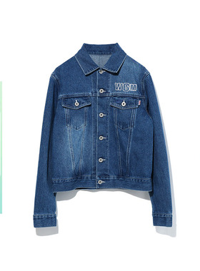 BAPE旗舰店女装春夏鲨鱼WGM字母印花长袖水洗牛仔外套夹克120240E