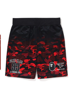 BAPE X FAZE CLAN联名男装渐变迷彩图案猿人休闲短裤153901J