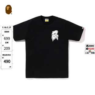 BAPE男裝 T恤110041L 秋冬涂鴉感字母印花圖案短袖