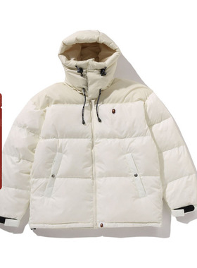 BAPE女装25年秋冬猿人刺绣标徽章可拆卸连帽羽绒服004442P