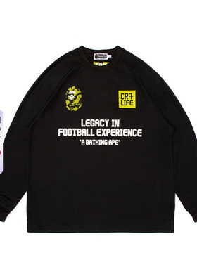 BAPE X CR7 LIFE联名男装25年秋冬迷彩猿人字母长袖T恤905111P