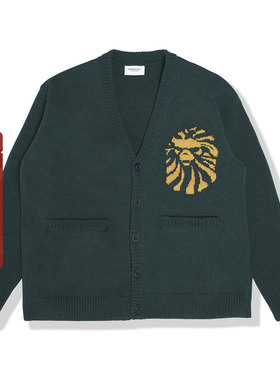 BAPE BLACK男装秋冬猿人提花字母旗帜羊毛衣针织开衫外套T4502MJ