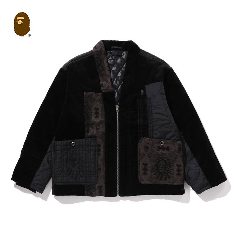 BAPEBLACK羊毛针织图案拼接夹克