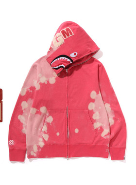 BAPE男装春夏不规则特染图案鲨鱼连帽卫衣外套开衫002151O