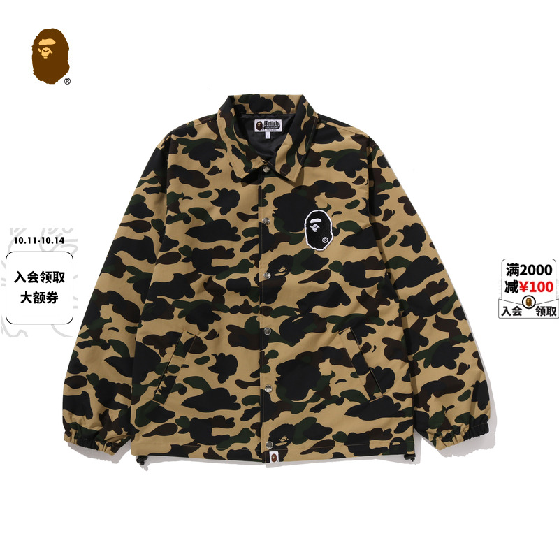 BAPE字母印花猿人刺绣迷彩夹克