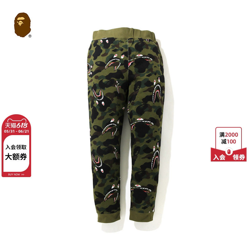 BAPE男装春夏满幅鲨鱼迷彩印花图案潮流休闲长裤152011G