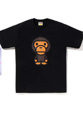 BAPE男装26年春夏BABY MILO卡通小猴闪粉印花短袖T恤X01110Q