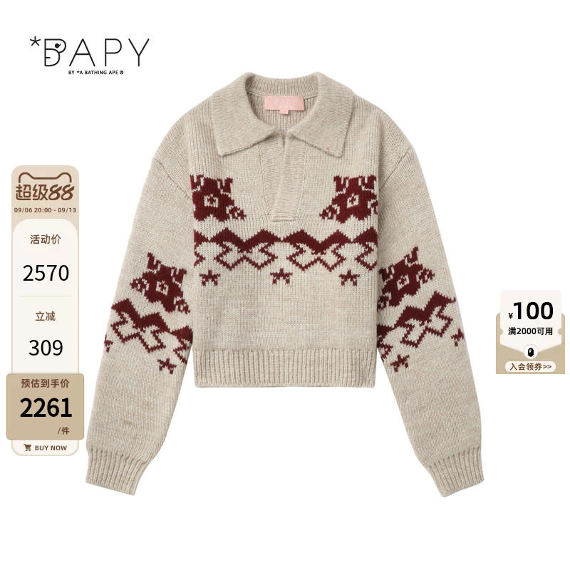 BAPYPOLO领提花毛衣针织衫