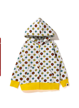 BAPE童装秋冬满印卡通BABY MILO星星图案连帽卫衣外套31501XH
