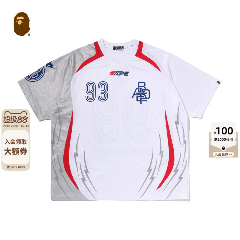 BAPE男装秋冬反光印花火焰暗纹提花短袖球衣308091R图片