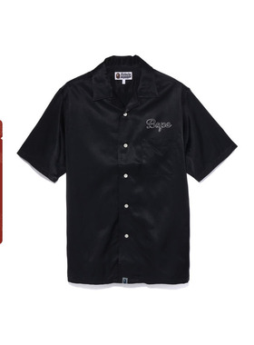 BAPE男装秋冬猿人字母富士山老虎日式印花短袖衬衫132001J