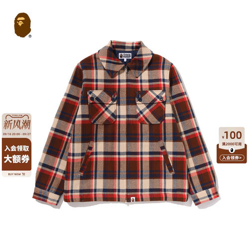 BAPE格纹加厚CPO拉链夹克外套