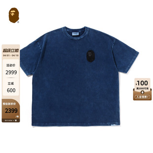 25年春夏字母刺绣猿人徽标特染短袖 T恤109330O BLACK男装 BAPE