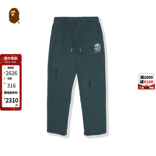 卫裤 猿人徽标字母印花破洞运动长裤 T6403MJ BLACK男装 BAPE