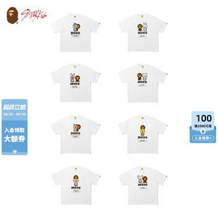 BAPE X STRAY KIDS联名女装25年秋冬卡通动物印花短袖T恤