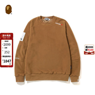 BAPE男装 秋冬字母刺绣图案标签抓绒面圆领卫衣113008H