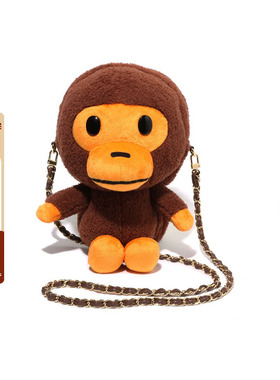 BAPE配饰卡通小猴BABY MILO毛绒公仔链条包89002XN