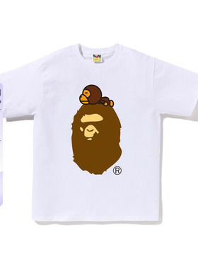 BAPE男装25年秋冬卡通BABY MILO猿人图案印花短袖T恤001101P