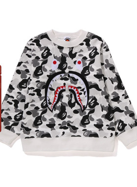 BAPE童装秋冬迷彩贴布满印迷彩图案圆领卫衣313005L