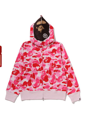 BAPE女装25年秋冬迷彩图案猿人全拉链连帽卫衣开衫外套006152P