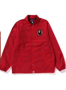 BAPE男装秋冬猿人30周年圆标图案印花教练夹克140002L