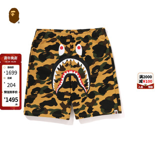 BAPE男装 009531O 25年春夏鲨鱼印花迷彩图案运动短裤