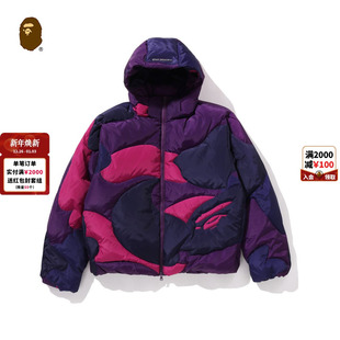 BAPE男装 25年秋冬迷彩图案可拆卸连帽羽绒服306441P
