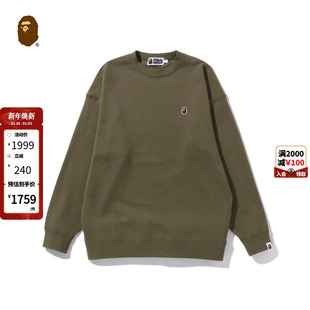 BAPE女装 秋冬猿人刺绣徽章字母印花圆领卫衣213503H