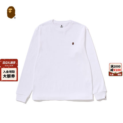 BAPE男装25年秋冬猿人刺绣标打底衫长袖T恤001831P