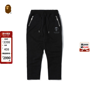 T6501MC 25年春夏猿人徽标字母印花拉链休闲长裤 BAPE BLACK男装