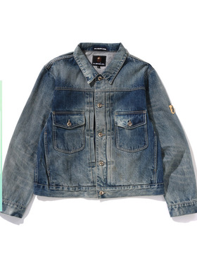 MR.BATHING APE男装24年秋冬猿人胡子徽章水洗牛仔外套140308N