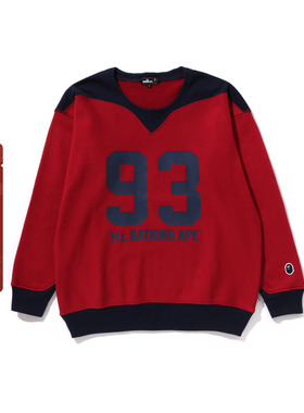 MR.BATHING APE男装25年春夏撞色拼接数字印花圆领卫衣306131O