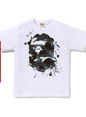 BAPE男装25年秋冬夜光迷彩泼墨猿人印花短袖T恤029101P