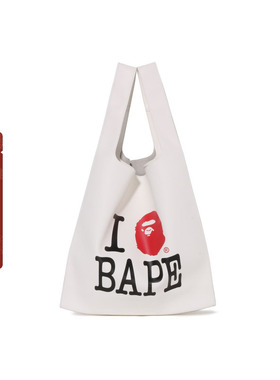 BAPE配饰字母猿人LOVE图案PU皮面手拎手提包289001N