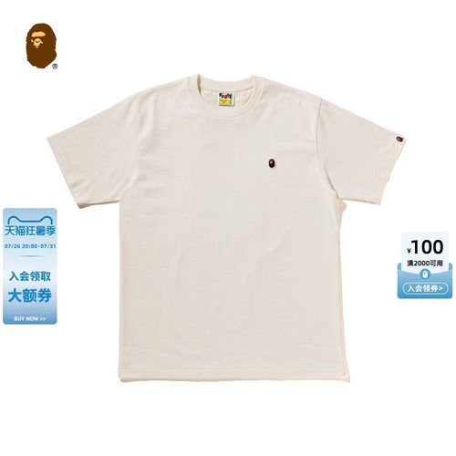 BAPE猿人刺绣标纯色短袖T恤