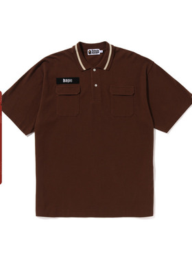 BAPE男装春夏字母魔术贴口袋短袖POLO衫112003K