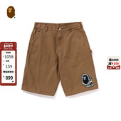 BAPE男装 春夏猿人迷彩徽章水洗帆布休闲短裤 153011M