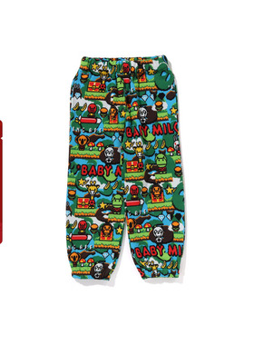 BAPE童装24年秋冬像素游戏卡通小猴BABY MILO束脚运动卫裤352007N