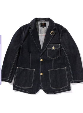 MR.BATHING APE男装24年秋冬猿人胡子原色牛仔西装外套140310N