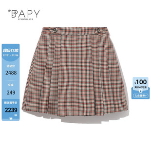 BAPY女装秋冬格纹学院风半身裙裤P6247XH