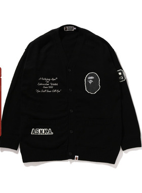 BAPE男装春夏猿人字母刺绣图案毛衣开衫外套120001M