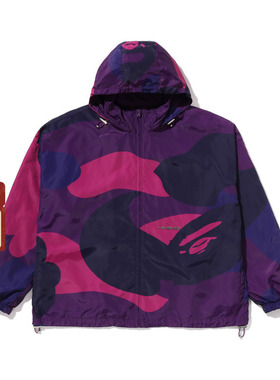 BAPE男装25年秋冬字母金属标放大版迷彩图案连帽夹克外套312401P