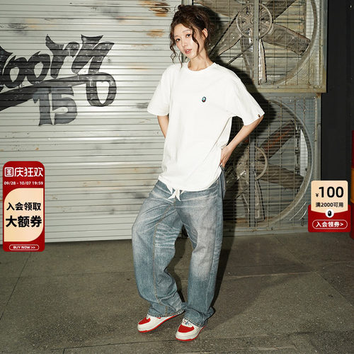 BAPE幽灵猿人刺绣标纯色短袖T恤