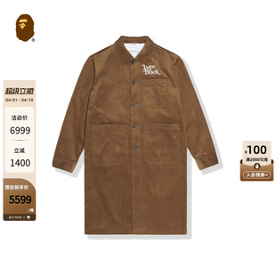 彩色字母猿人贴布灯芯绒长款 大衣外套K7400MJ BLACK男装 BAPE