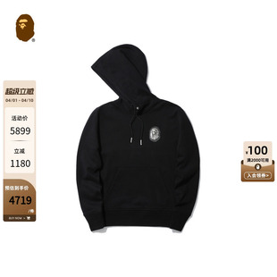 BAPE 25年春夏猿人金属徽章抽绳连帽卫衣W3100MC BLACK男装