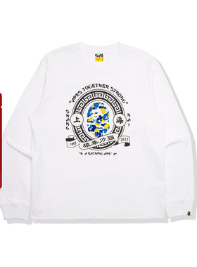 BAPE男装春夏迷彩猿人印花图案长袖T恤01107II