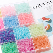 50颗果冻感玻璃扁圆通孔散珠diy手工手链项链流苏发簪串珠材料