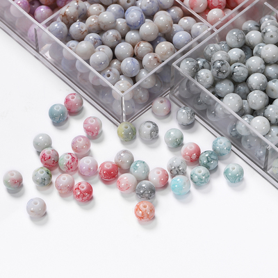 10mm玻璃古风瓷碎花仿水墨染珠