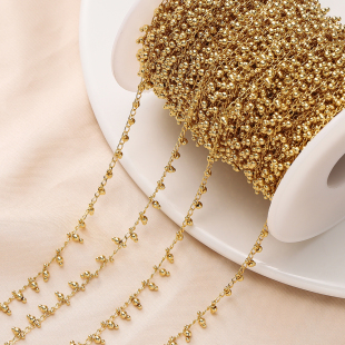 保色真金铜珠珠链球头吊坠散链diy自制半成品手链项链饰品链条